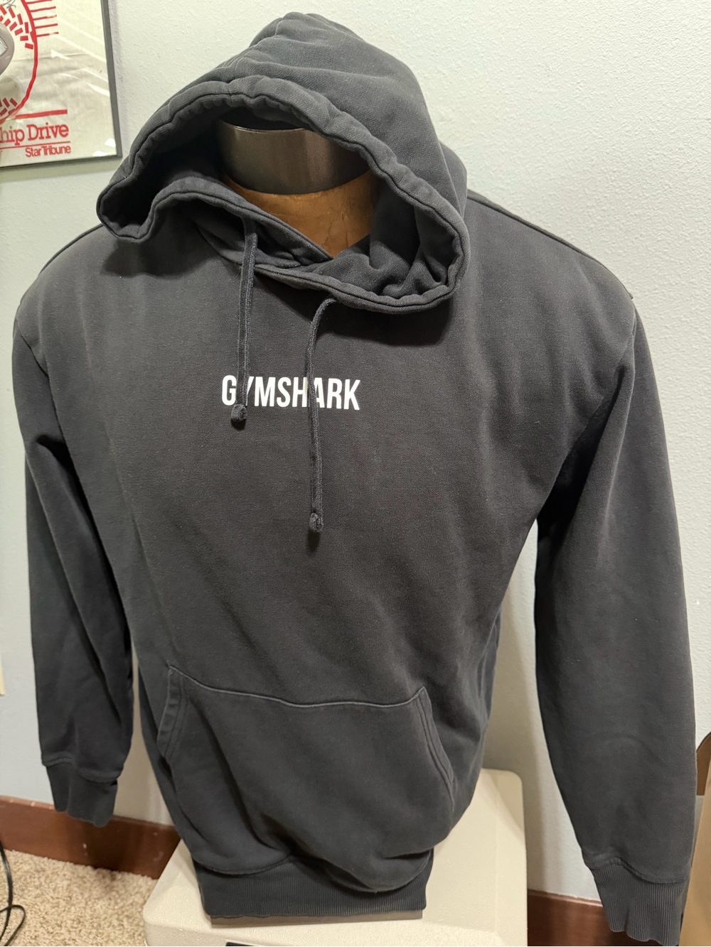Gymshark Black Pullover Hoodie with White Logo